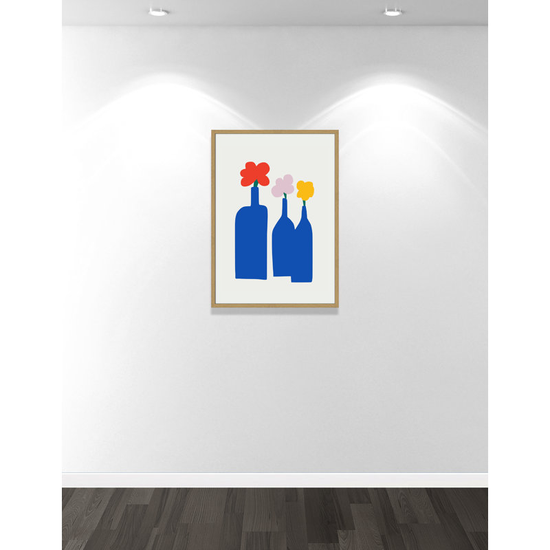 «Bold Blooms Trio Print» par Dean, 25.5'' W x 35.5'' H, Impression encadrée, Grain de bois naturel