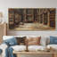 Impression d'art mural brun et beige rétro - Bibliothèque II-624883837-624883810