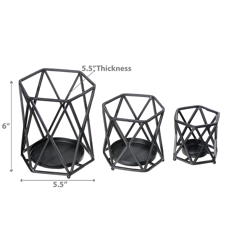 Ensemble de 3 porte-votives Diamond, Noir, noir, noir, noir