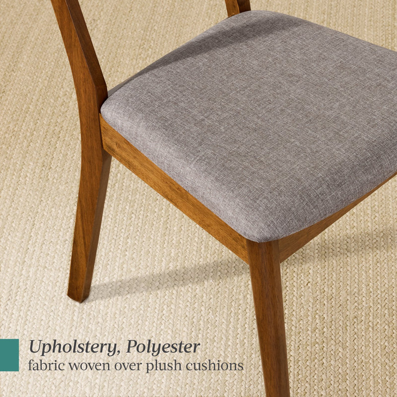 2-Piece Dining Chair, Walnut, Medium Gray