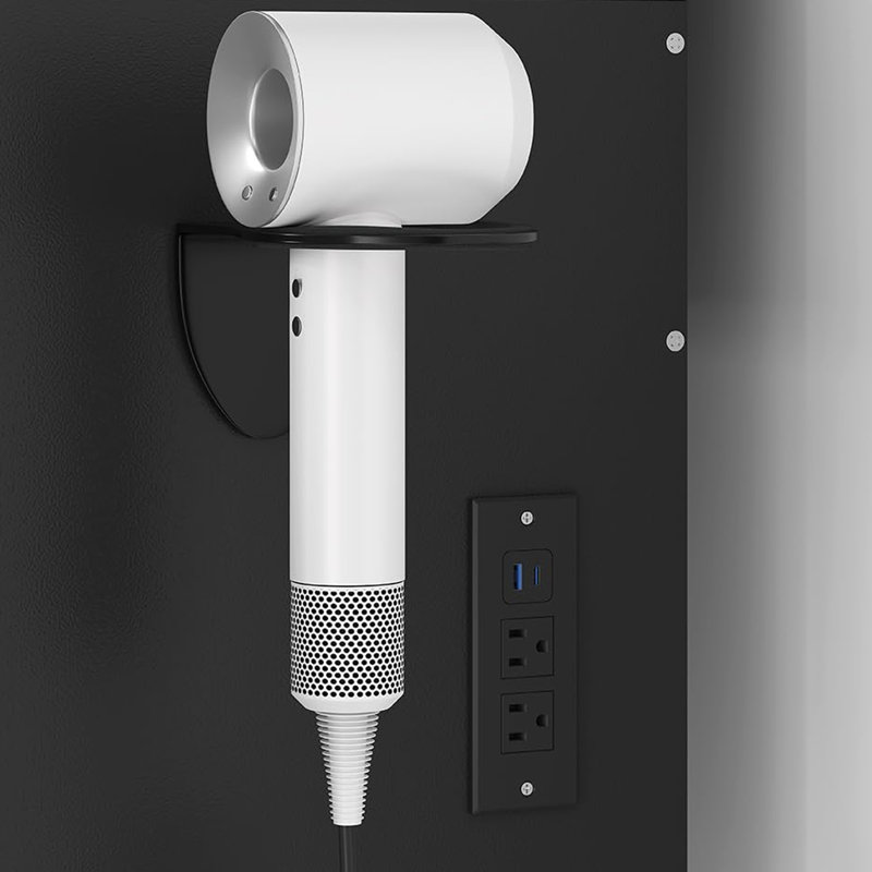 Ensemble de coiffeuse avec miroir - Éclairage à DEL - Station de charge avec ports et prises USB - Tiroirs et tablettes - Tabouret rembourré