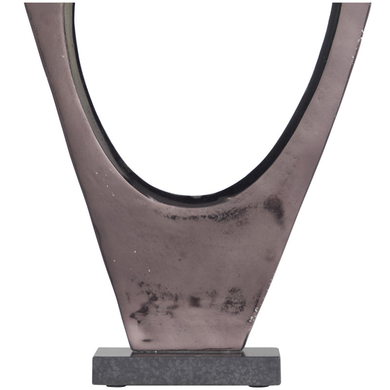 Bhimsen Aluminum Metal Abstract Decorative Silver Sculpture with Marble Base Set, Dark Gray