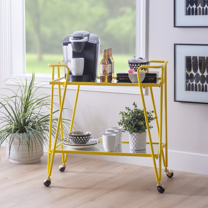 Metal Bar Cart, Yellow