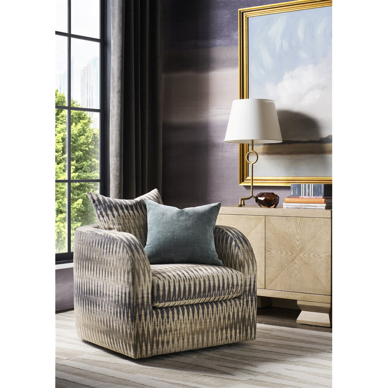 Ostrum By Thom Filicia Swivel Armchair, Ian Smoke
