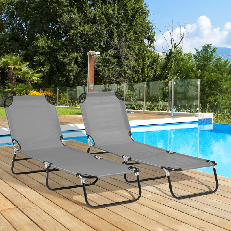 Meliza Outdoor Metal Chaise Lounge Set, Blue, 2