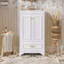 Meuble-lavabo de salle de bain avec lavabo en céramique, meuble-lavabo avec 2 grandes portes à fermeture douce, armoire de rangement en bois massif-136985508