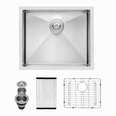 Évier de cuisine encastrable 23 po - Évier de cuisine encastrable 23 po x 18 po x 10 po en acier inoxydable de calibre 16 avec cuve simple de 10 po de profondeur