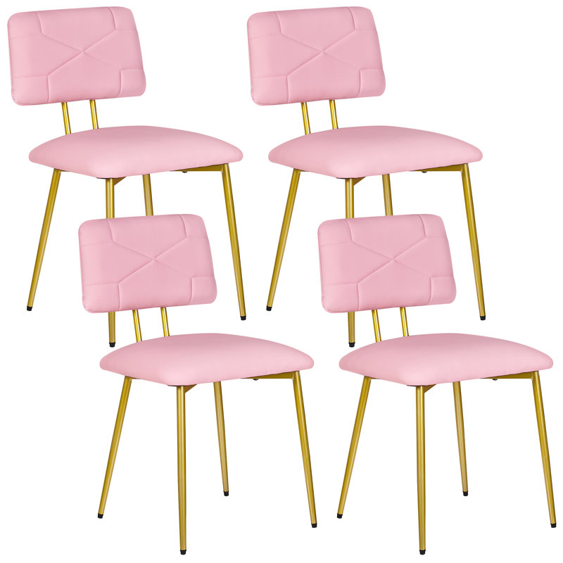 Shen Modern Upholstered Dining Chairs Set Of 4, PU Leather Kitchen Chairs With Padded Seat And Backrest, Mid-Century Modern Armless Side Chairs With Metal Legs, Accent Dining Room Chairs For Kitchen, Living Room, Apartment