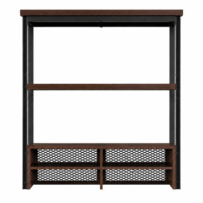 Wood Library Hutch With Adjustable Shelf, Brown