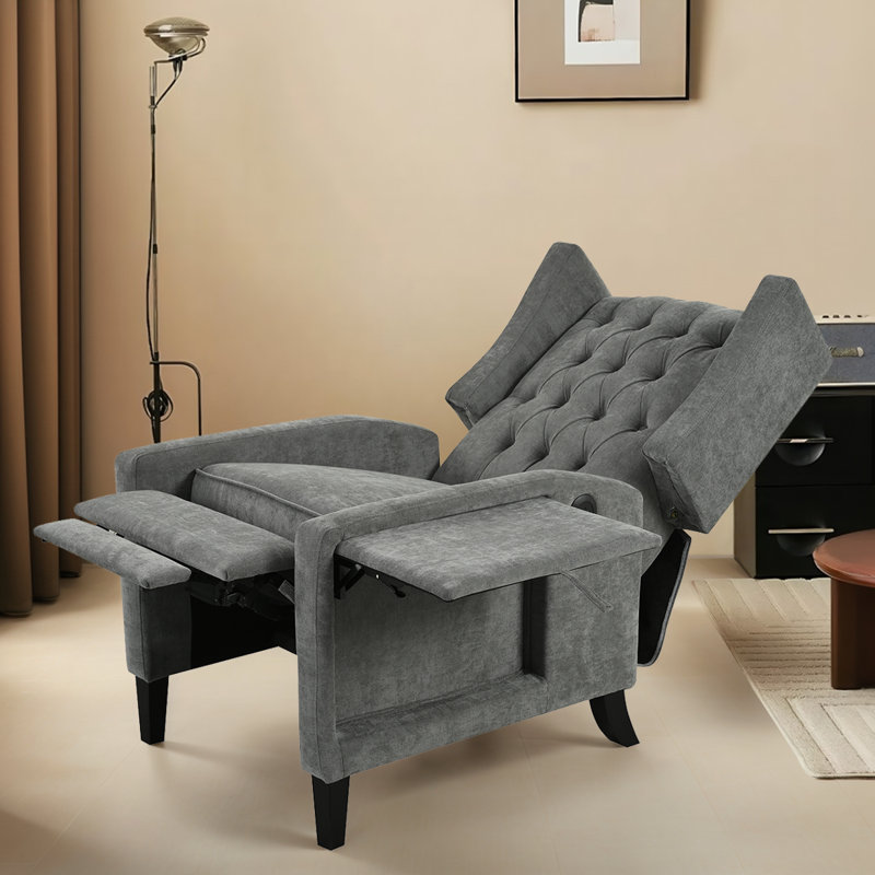 Fauteuil inclinable réglable à oreilles avec design capitonné | Table d'appoint pliable à chargement USB et peu encombrante USB