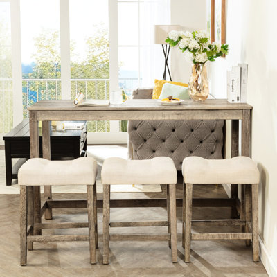 Table de bar et chaise en bois de mousse souple, brun