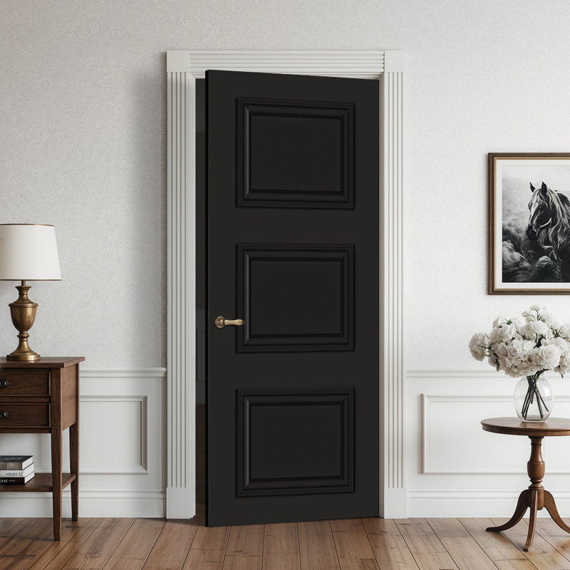 Dalle de porte intérieure 3 panneaux Palazzo, 80 x 36, Noir