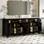 Meuble-lavabo moderne avec lavabo en céramique, cadre, 4 tiroirs, armoires, trois cuves, quincaillerie, assemblage facile, meuble-lavabo Elegance, tiroirs 72 po et charnières réglables pré-percées, déversement-50276775