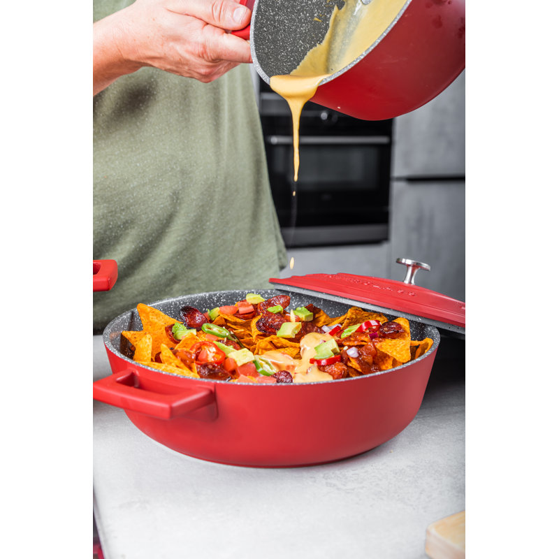MasterClass Cast Aluminum Shallow Casserole 4L, Red