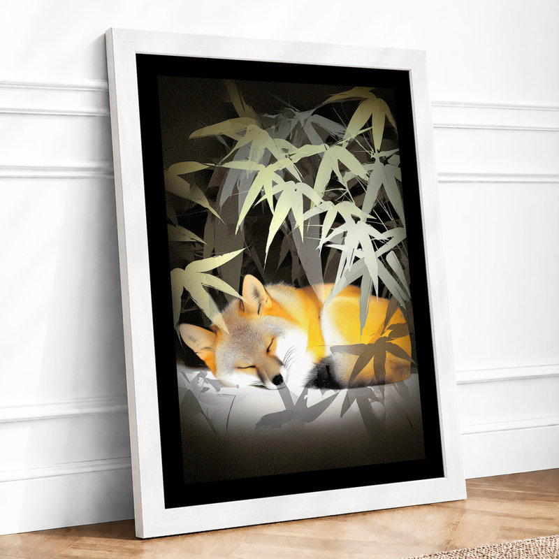 Fox Among Stars Minimalist 1 Piece Single Picture Frame Wall Art, A4 - 29.7 x 21.0 cm, Black