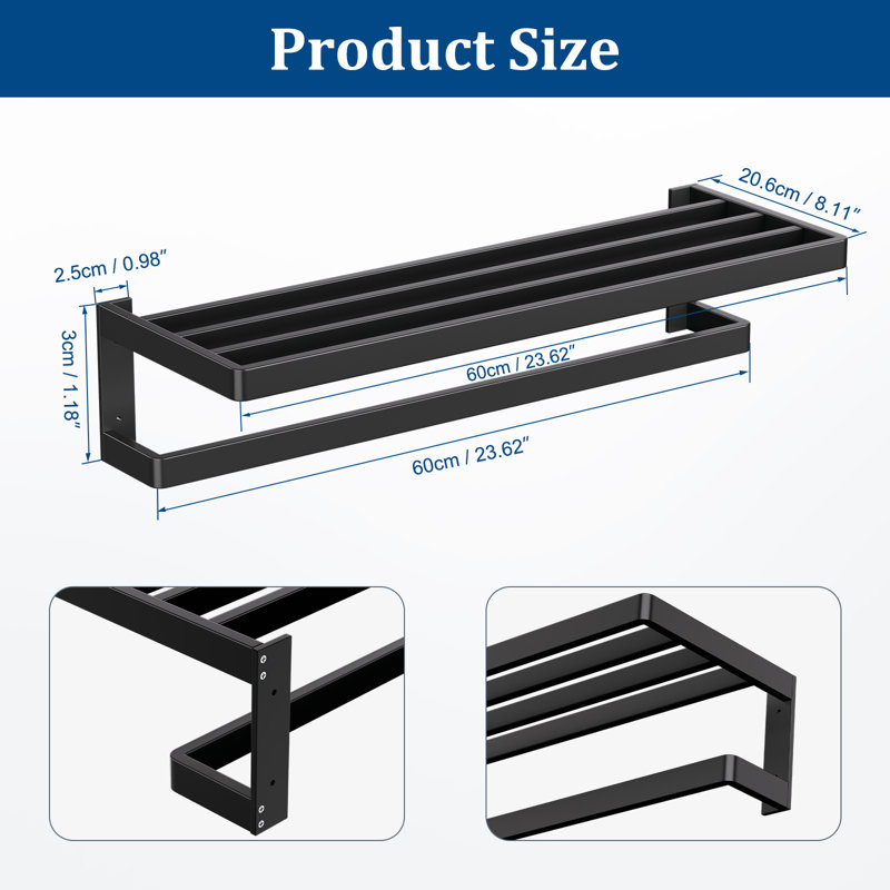 24 Inch Towel Bar Towel Rack, Matte Black