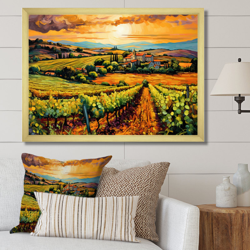 «Vangogh Sunlit Vineyard I», reproduction d'art sur toile inspirée par Vincent Van Gogh, Doré, H 30 po x l 40 po