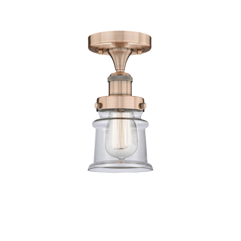 Alvi Glass Semi Flush Mount, Antique Copper, Clear