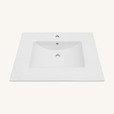 Comptoir de meuble-lavabo simple blanc rectangulaire 30,2 "x 18,5" avec 1 trou de robinet et trop-plein (lavabo seulement)