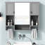 Armoire de salle de bain murale - Miroir et matériaux polyvalents avec rangement gris 35 po x 28 po