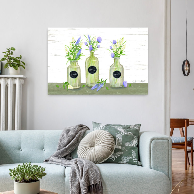 Herb Trio, art de printemps lavande contemporain, H 24 po x l 36 po