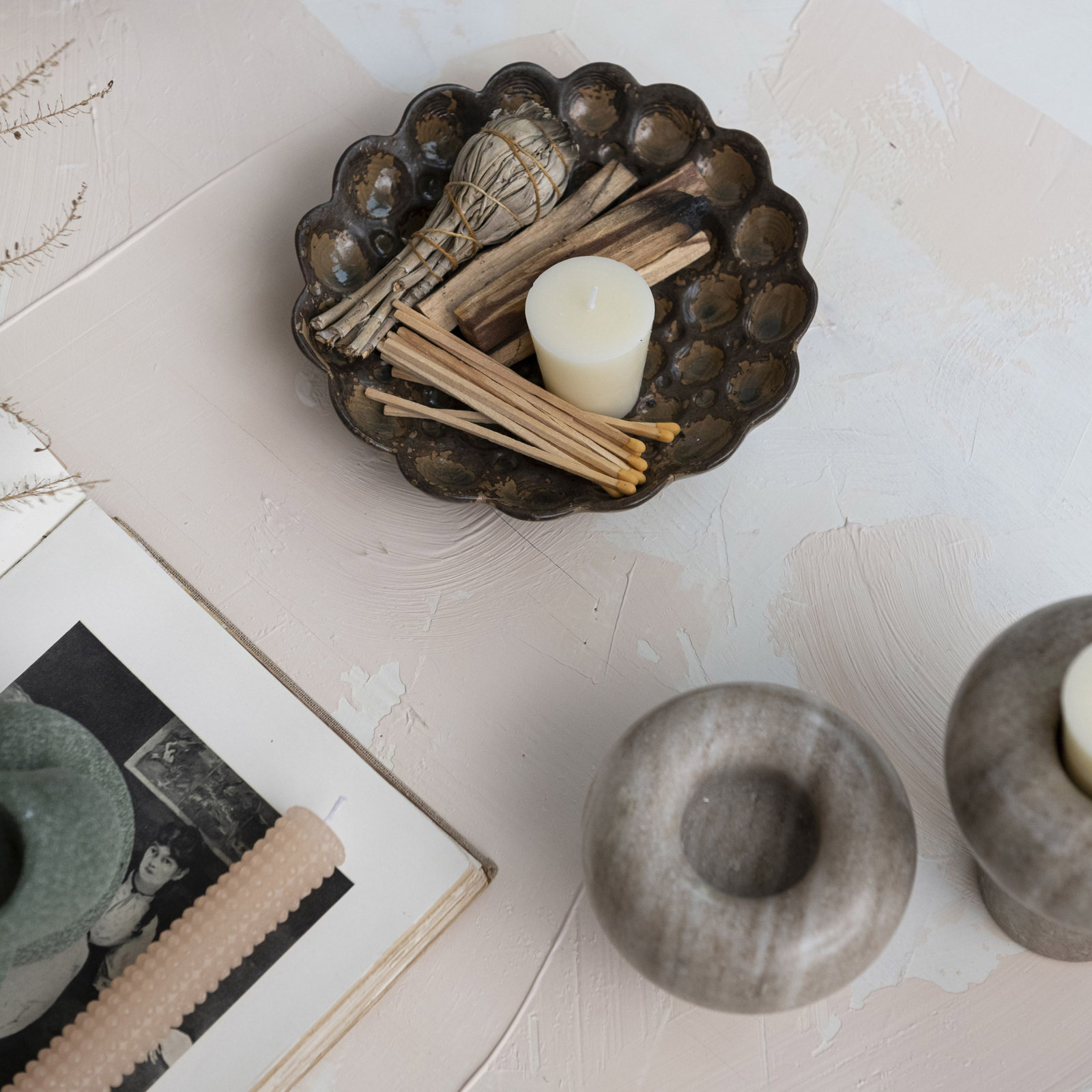 Kallie 4.75'' H Marble Tabletop Tealight Holder