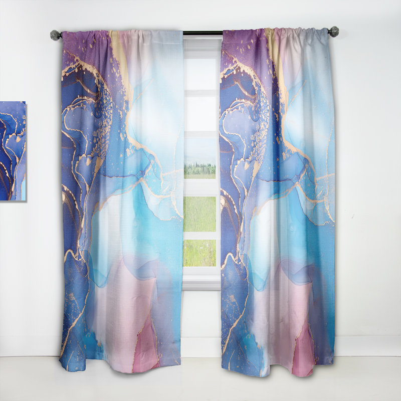 Paire de rideaux semi-transparents avec passe-tringle, Bleu / mauve, L 52 po x L 108 po