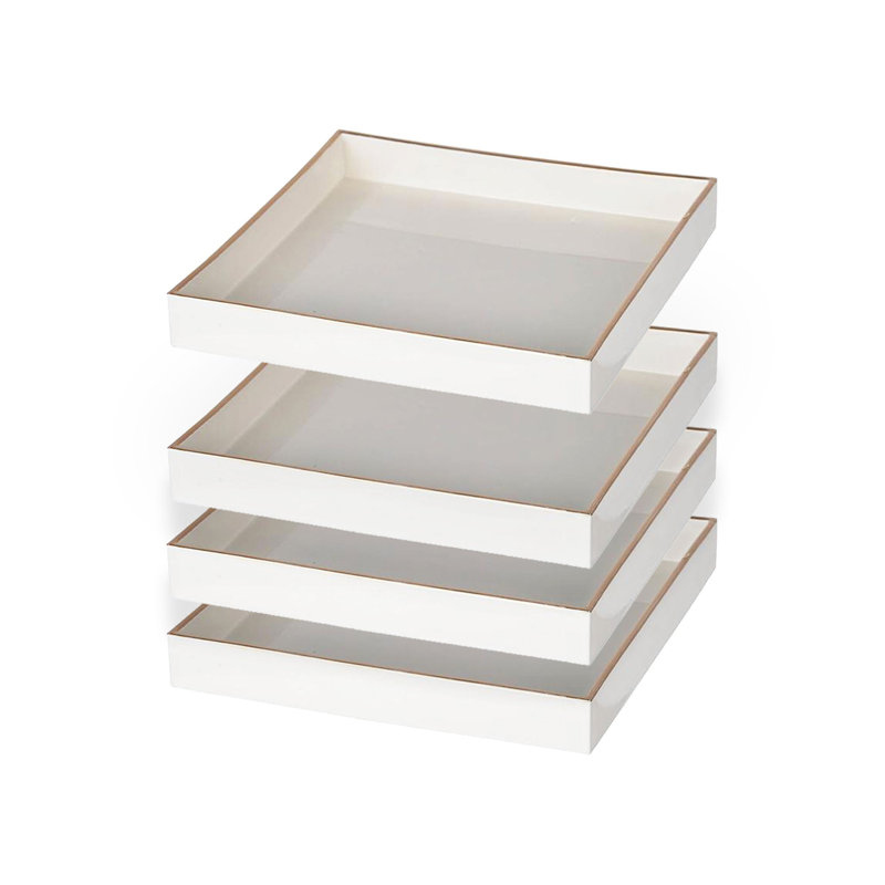 Gillen Square Tray - Set of 4 - 8.5" x 8.5" - White