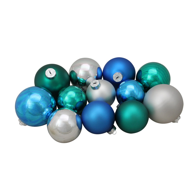 Ornements en forme de boule de Noël 72 carats à 2 finitions, Turquoise / Argent