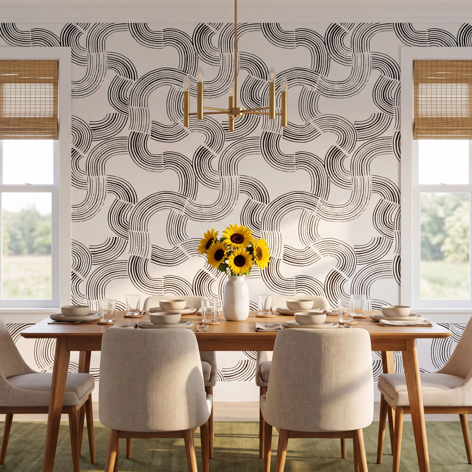 Diamond Mid-Century Peel & Stick Abstract Wallpaper, Noir