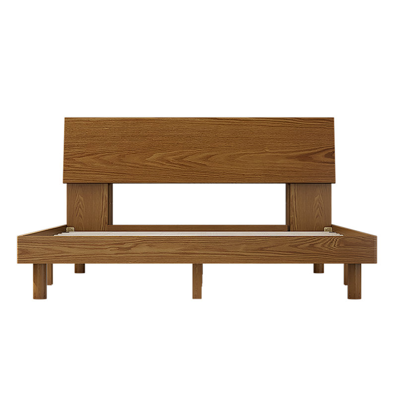 Lit plateforme Mid-Century en bois massif avec bibliothèque et lumières DEL et port USB