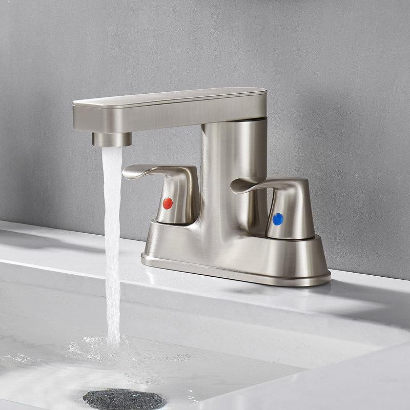 Centerset 2-Handle Bathroom Faucet with Drain Assembly, Brushed Nickel