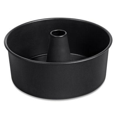 Moule à gâteau des anges, moule à gâteau en forme de cheminée, moule à gâteau rond, moule à cheminée pour la cuisson de quatre-quarts, noyau en acier inoxydable et robuste, conception conique creuse et monobloc, compatible avec le four, (noir)