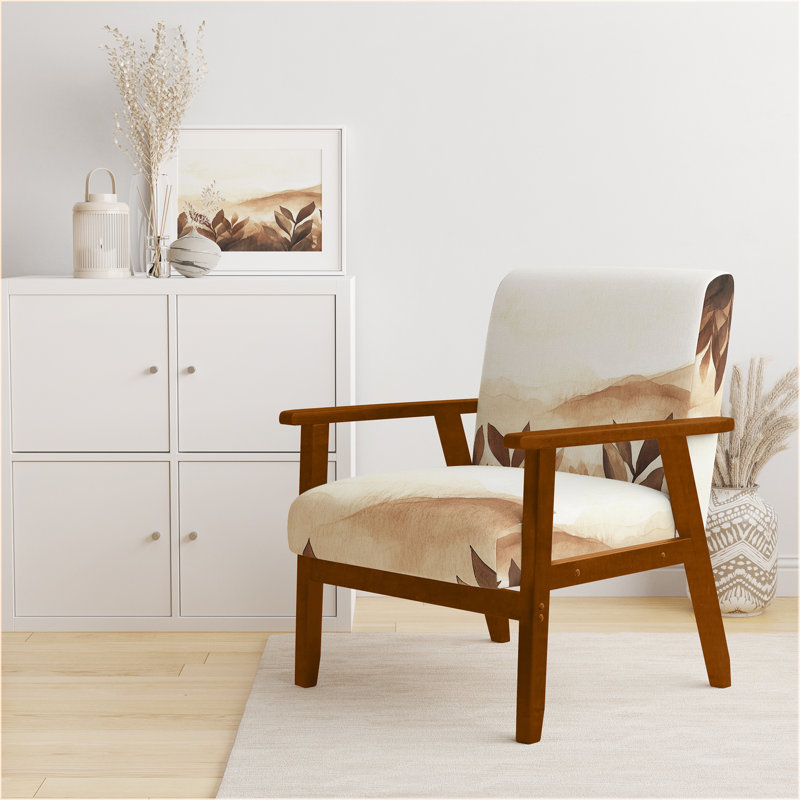 Chaise rembourrée Leaves - Fauteuil Earth Horizon Flora I, Brown Square Arms