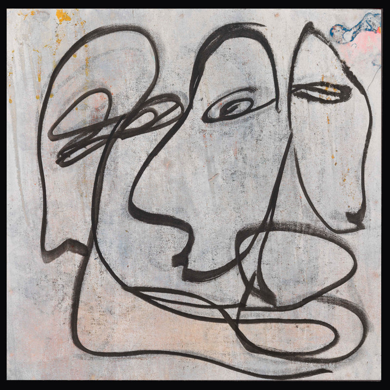 Faces Of Life III Painting, 24" H x 24" W, Black Framed
