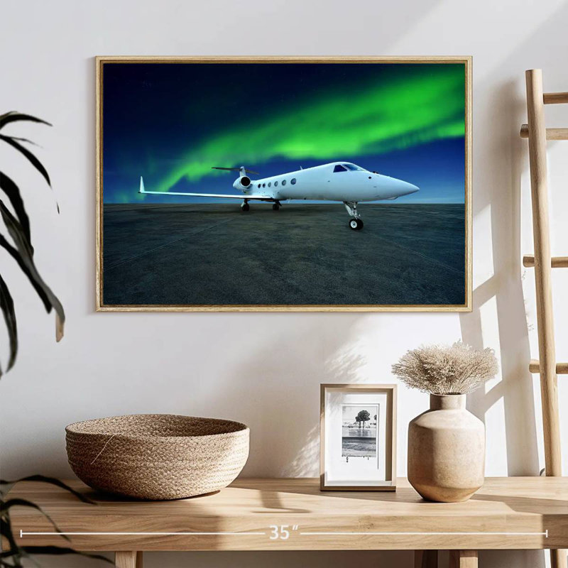 Avion Northern Lights, Cadre flottant en bois naturel, 25 po x 17 po