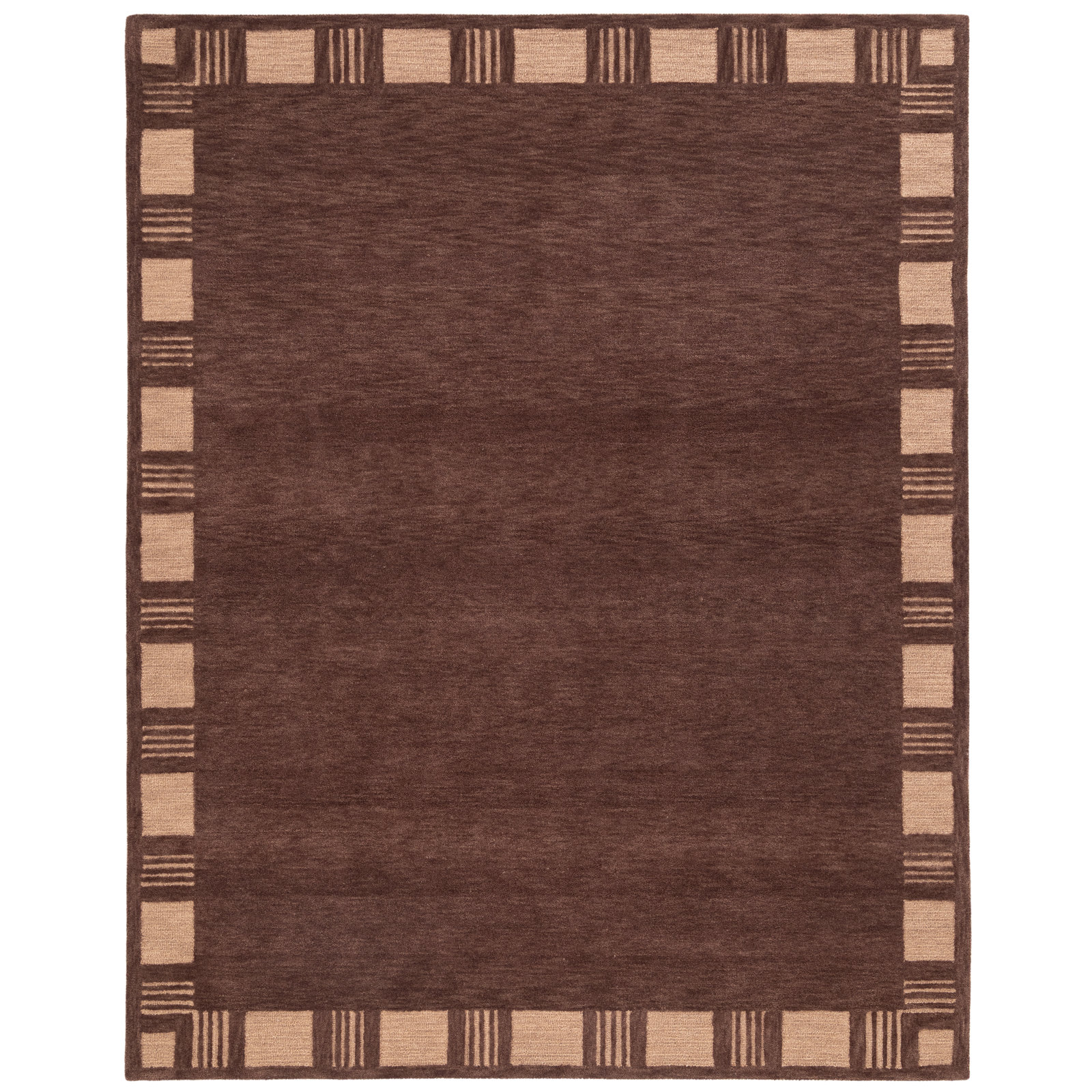 Hand-Tufted Geometric Wool Rug, Red, 8'9x11'9