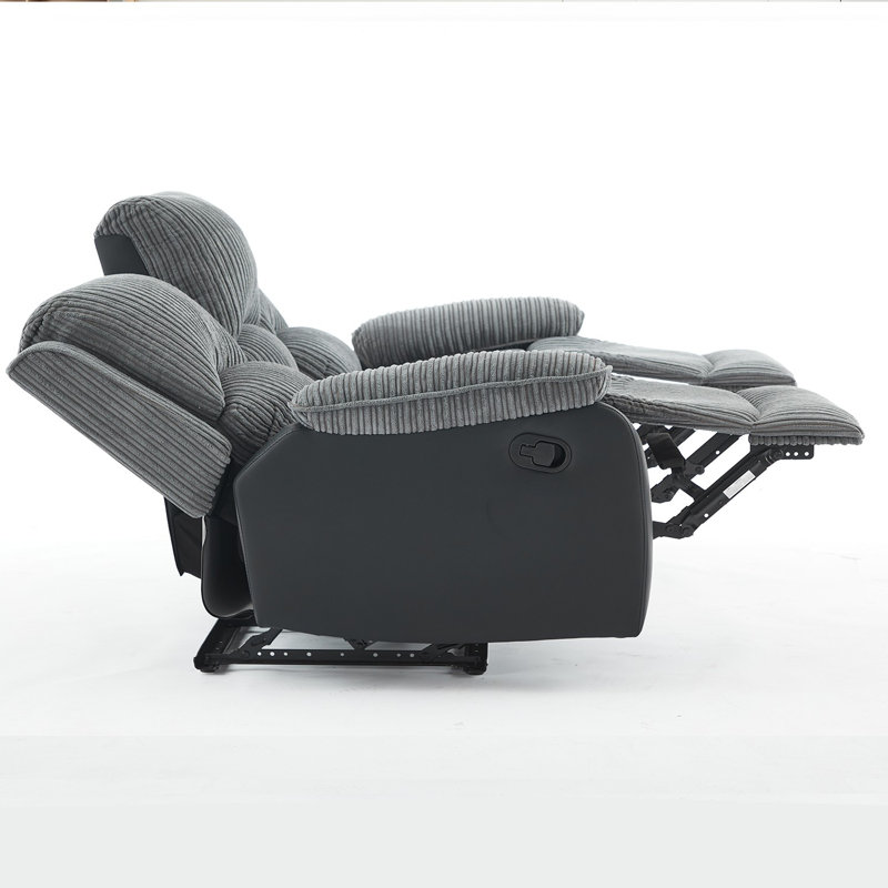 Reclining Sofa Sectional Recliner Plush Corduroy Couches Set Sofa, Manual - Push Button