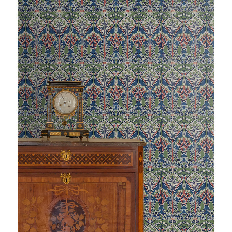 Rouleau de papier peint non tissé L 33 pi x l 20,9 po, Sauge / rouille