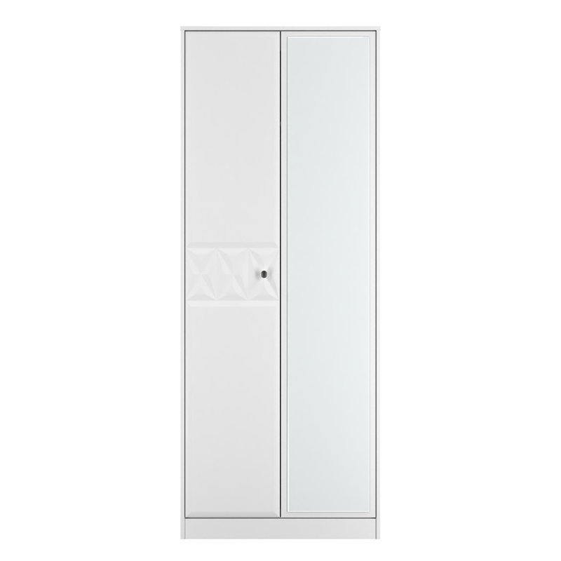Ceinwen Tall 2 Door Mirrored Robe , White Matt