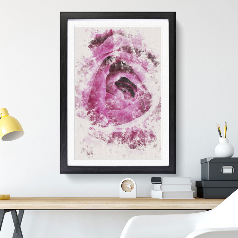 The Heart of a Pink Rose - Picture Frame Graphic Art, 87cm H x 62cm W x 2cm D, Black Framed