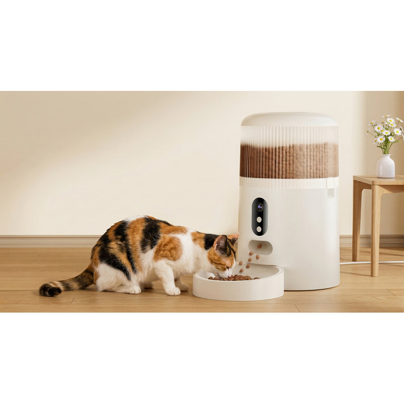 Mangeoire automatique pour chat 5G WiFi avec caméra, vision nocturne HD 3MP, contrôle de l'application, audio bidirectionnel, capteur de faible nourriture, alertes de mouvement, pour chats et chiens