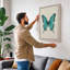 Symmetrical Butterfly Study Botanical - Wrapped Canvas-1546067251-1546067250