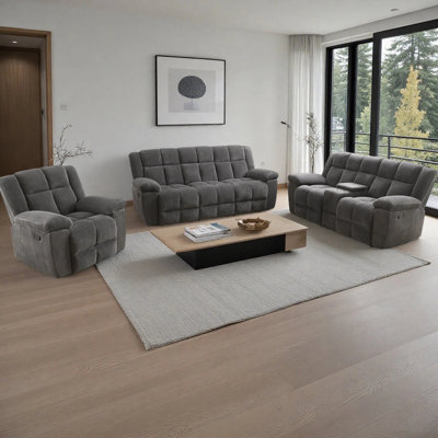 3-Piece Modern Living Room Recliner Sofa Set