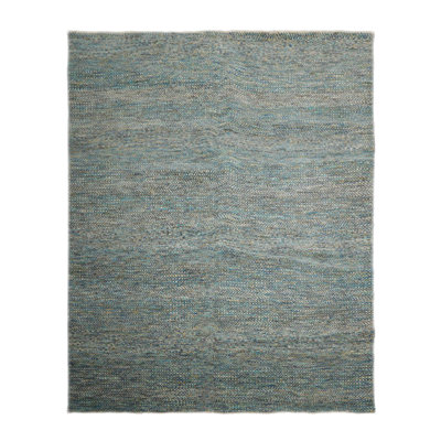 Tapis oriental unique en laine noué à la main de 8 pi x 10 pi de style oriental turquoise / ivoire / bleu
