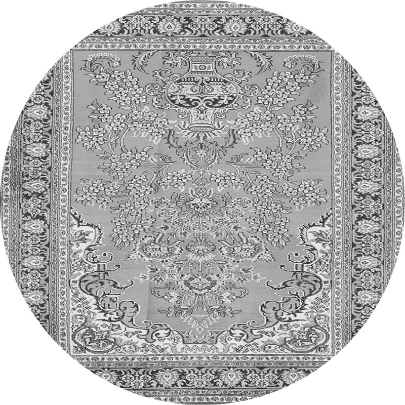 Tapis gris / noir / blanc en chenille tissé à la machine Madlena, Rond 8 pi