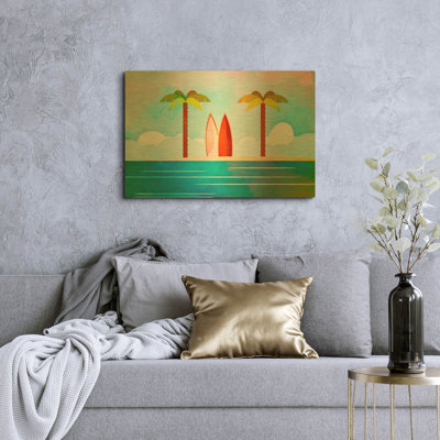 'Tropical Island' By Andrea Haase Gold Metal Wall Art, 36" x 24"