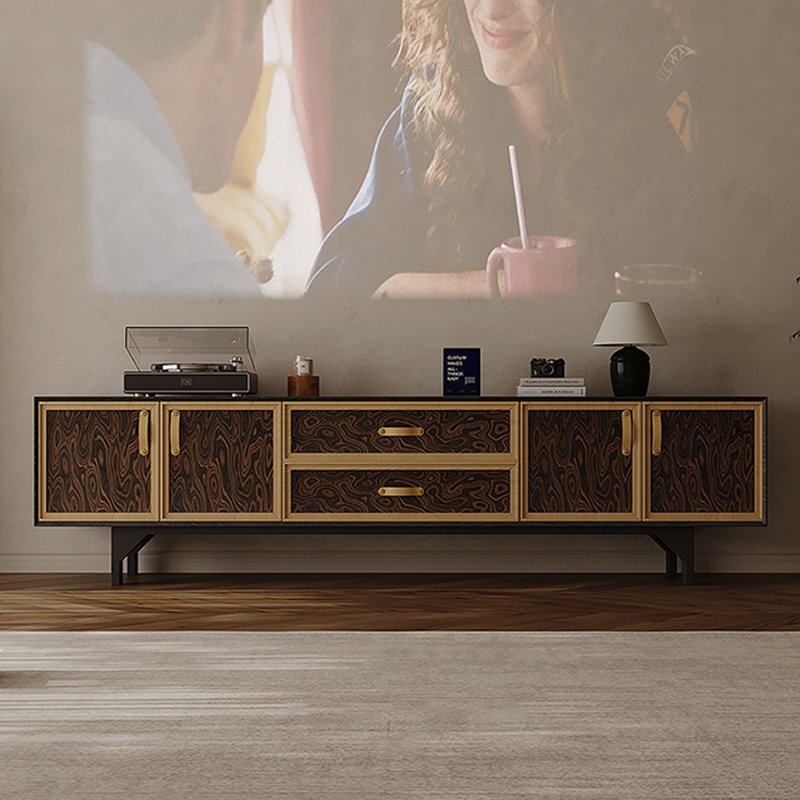 Meuble télé rétro en bois manufacturé noir