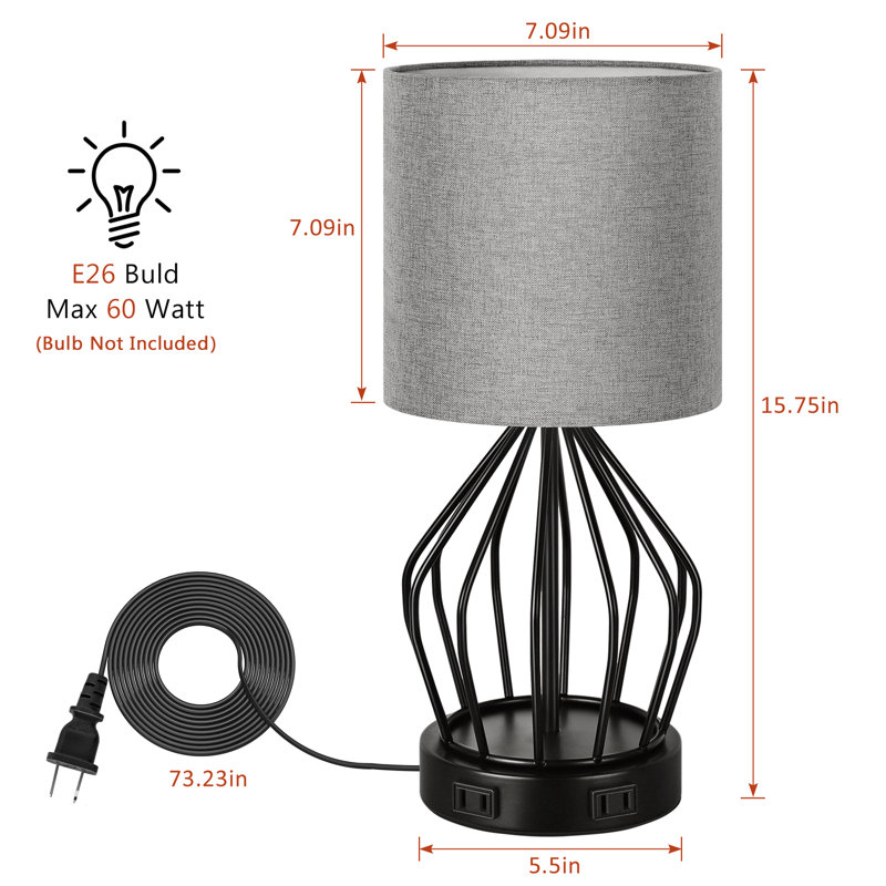 Lampe de table 15,75 "noire
