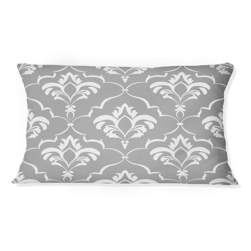 Coussin lombaire transitionnel gris et blanc quadrilobe Glam I